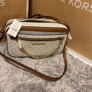 Michael Kors Large Vanilla Zip Chain Crossbody Bag